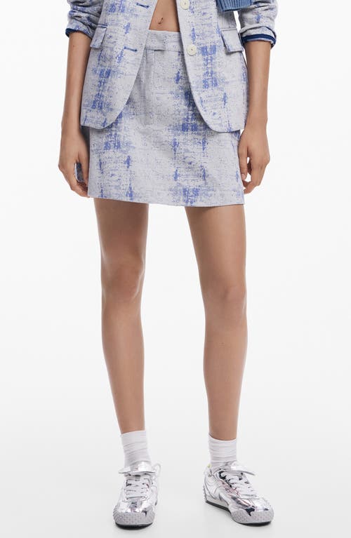 Desigual Distressed Pattern Miniskirt In Light Blue