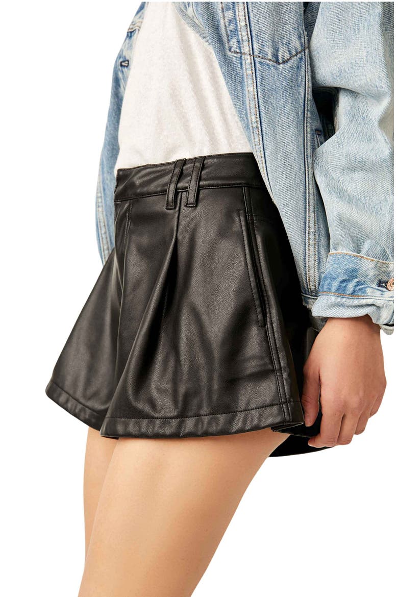 Free Reign Faux Leather Shorts, Alternate, color, BLACK