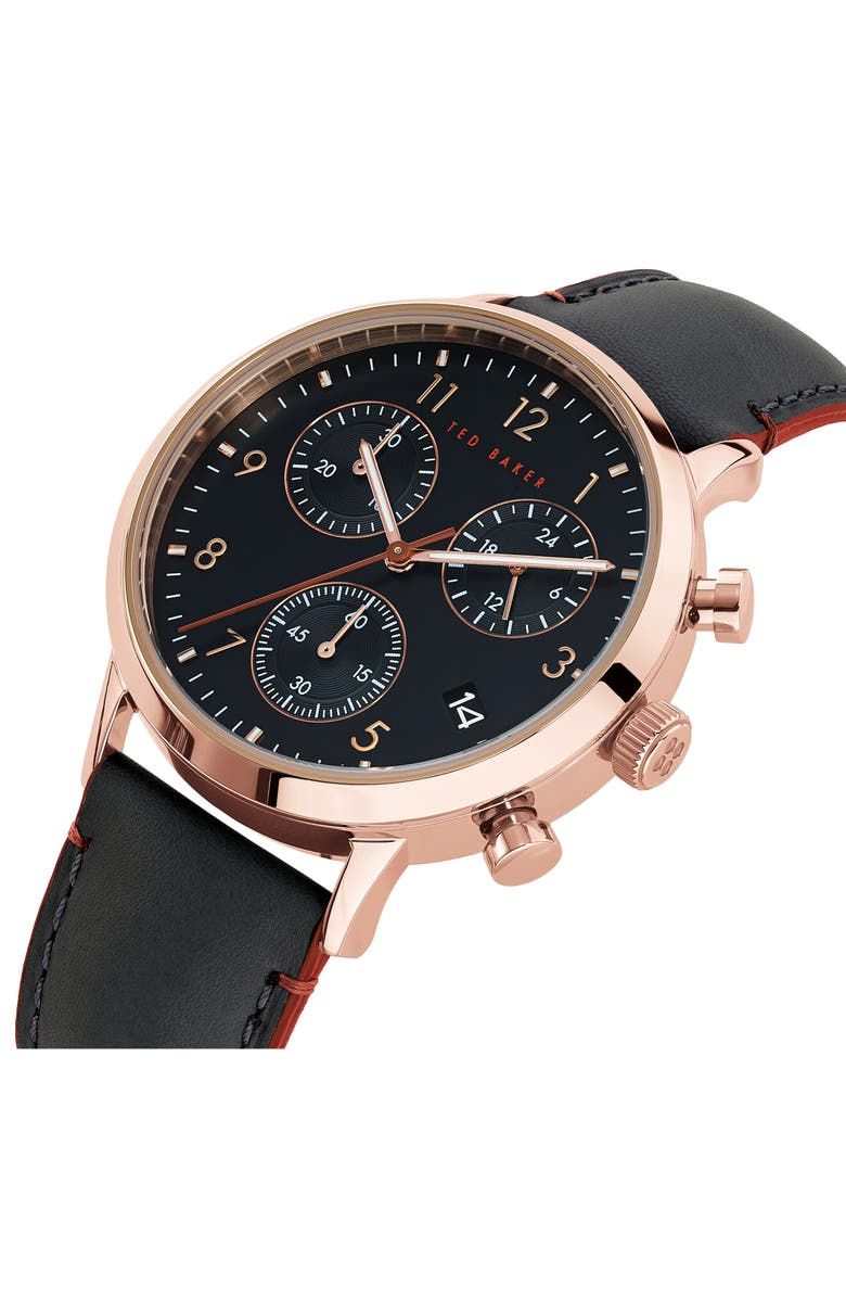 Ted Baker London Cosmop Chronograph Leather Strap Watch, 40mm, Alternate, color,
