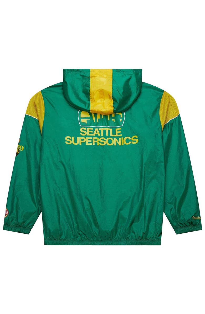 Mitchell & Ness Unisex Mitchell & Ness Kelly Green Seattle SuperSonics Hardwood Classics Team OG 3.0 Anorak Half-Zip Windbreaker Jacket, Alternate, color,