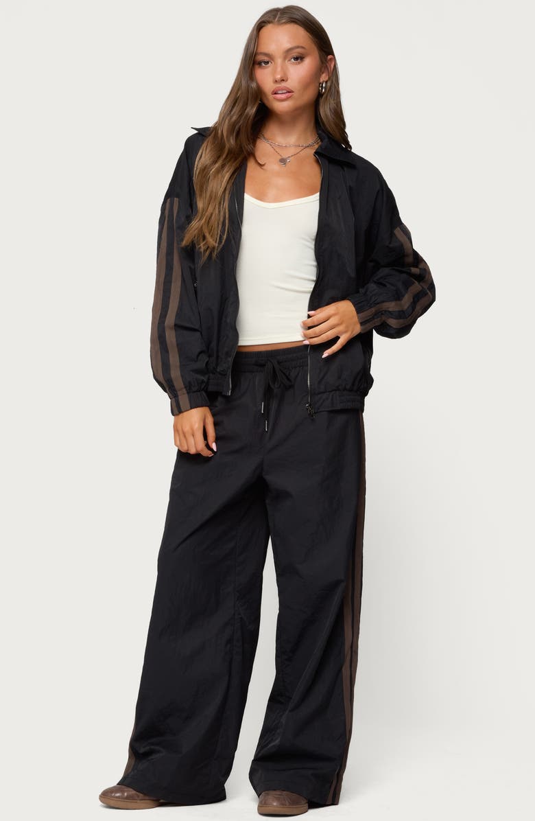 EDIKTED Kieran Stripe Nylon Track Pants, Alternate, color, Black