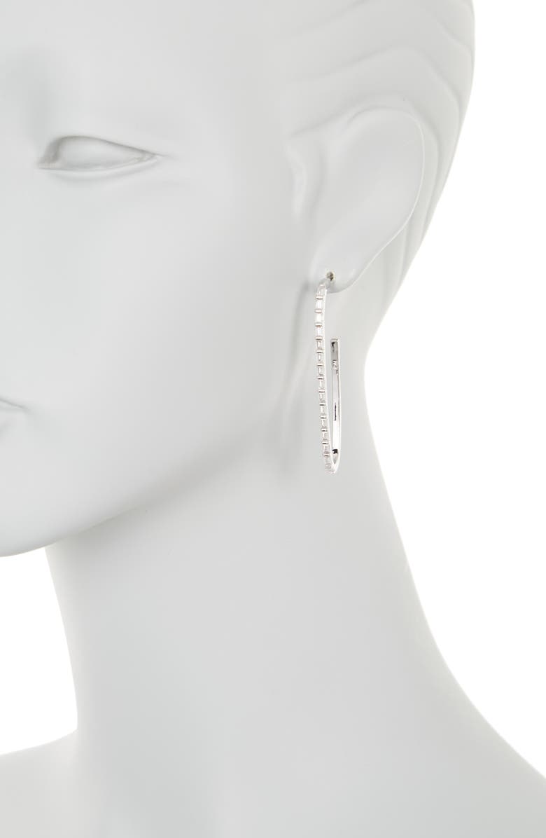 NORDSTROM RACK Cubic Zirconia Baguette Oval Hoop Earrings, Alternate, color, 