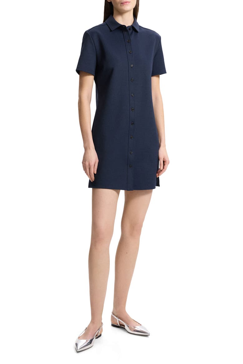 Short Sleeve Piqué Shirtdress, Main, color, NOCTURNE NAVY