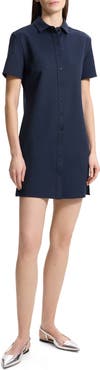 Theory Short Sleeve Piqué Shirtdress
