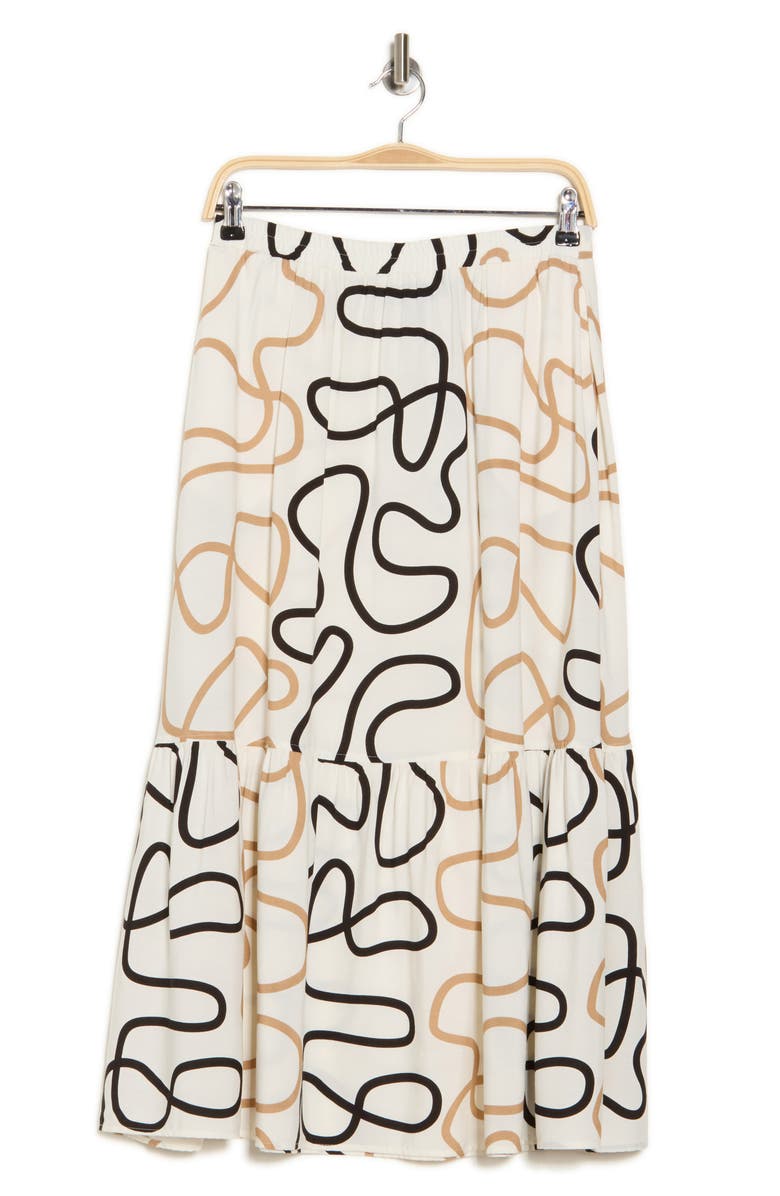 Ellen Tracy Tiered Pull-On Midi Skirt, Alternate, color, Marshmallow Rope