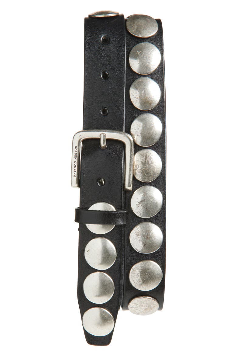 Trinidad Studded Leather Belt, Main, color, BLACK