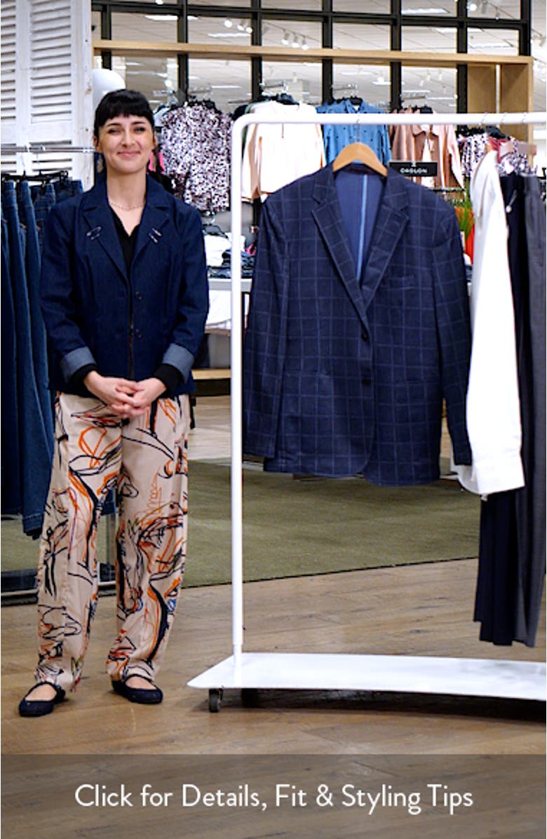 XC Flex<sup>®</sup> Navy Windowpane Plaid Cotton Blend Knit Sport Coat, sales video thumbnail