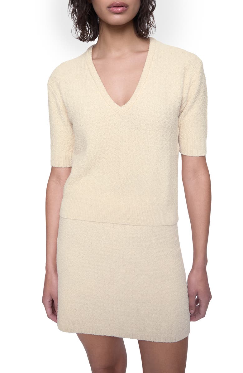 Rebecca Minkoff Audrey Elbow Sleeve Cotton Blend Bouclé Sweater, Main, color, 