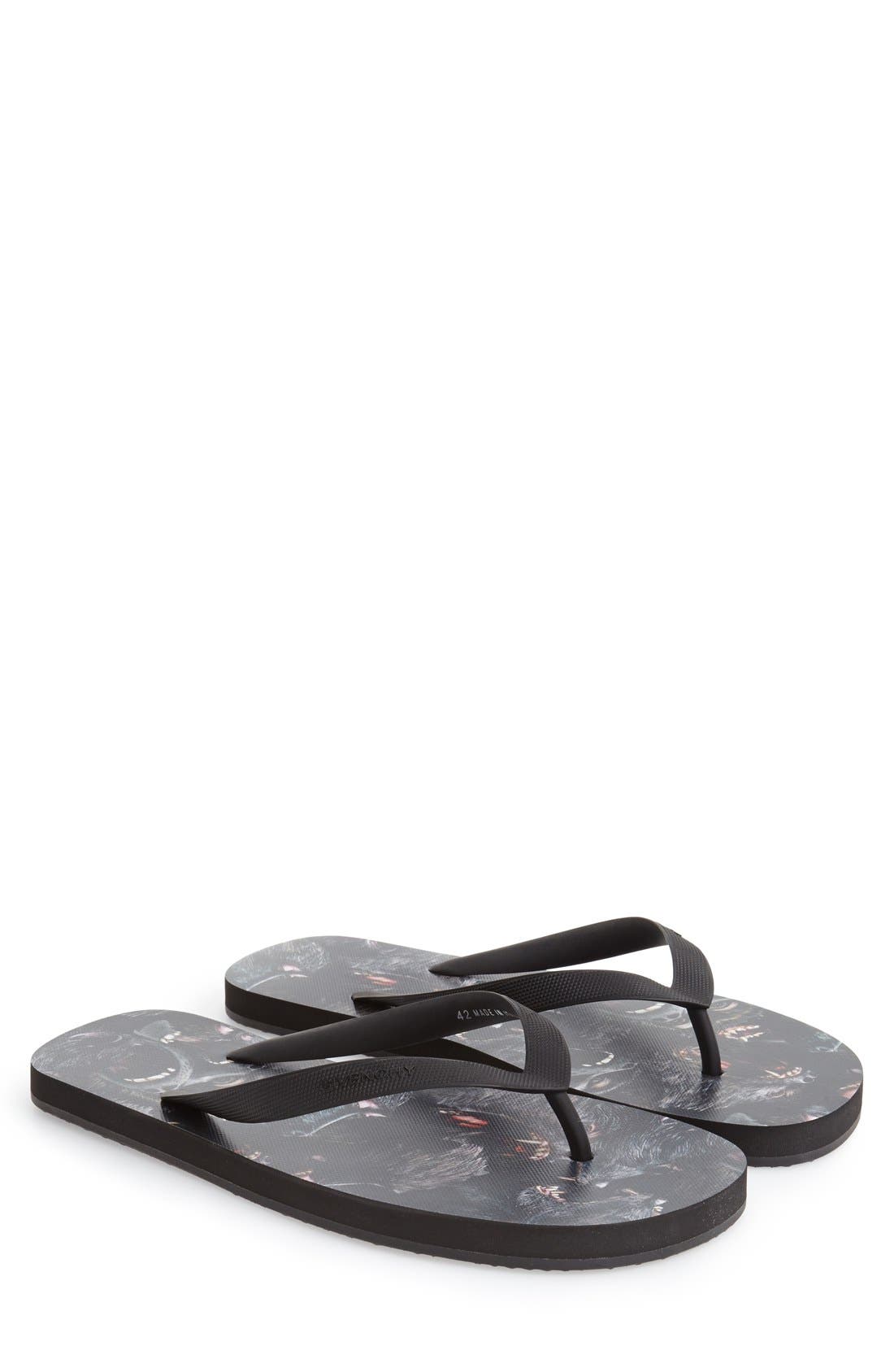Givenchy Monkey Print Flip Flop, Main, color, 