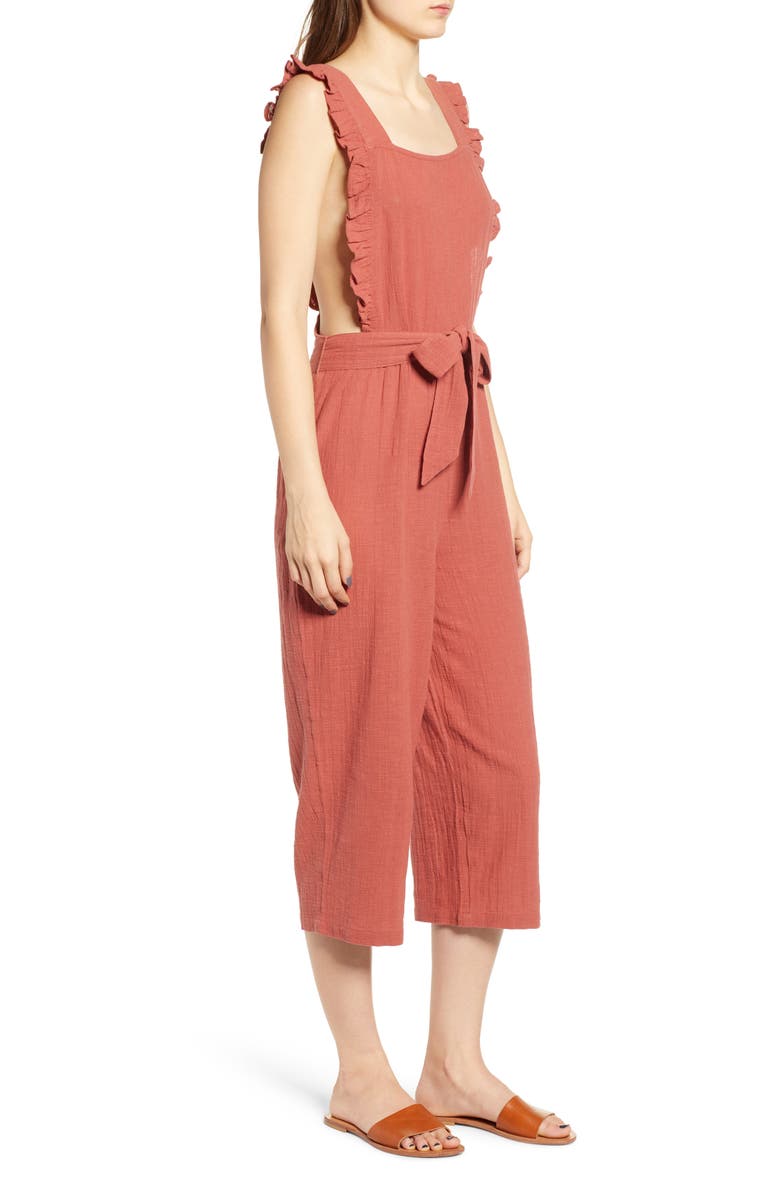 Topshop Frill Crop Jumpsuit, Alternate, color, 