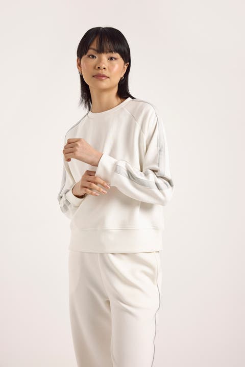 Stripe Sleeve Crew Neck Sweatshirt