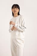 Brodie Pure Cashmere Stripe Sleeve Crew Neck Sweatshirt