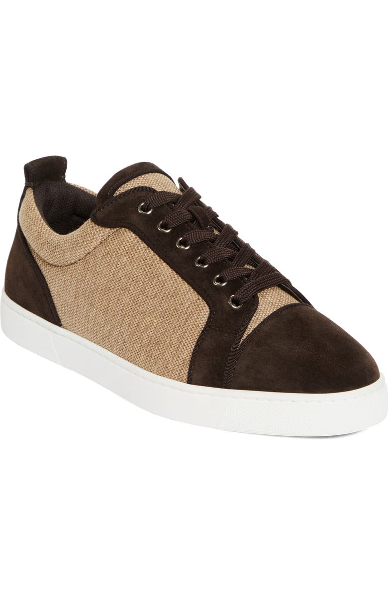 Christian Louboutin Louis Junior Orlato Mixed Media Sneaker, Main, color, Cafe/ Brown