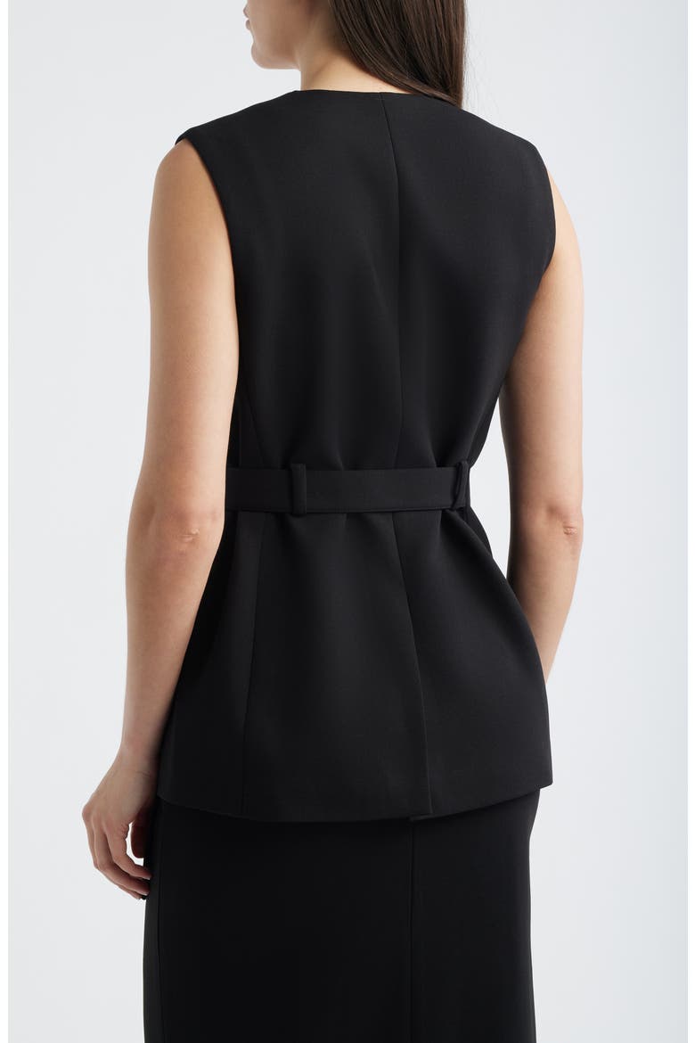 Longline Crepe Wrap Vest, Alternate, color, ANNE BLACK