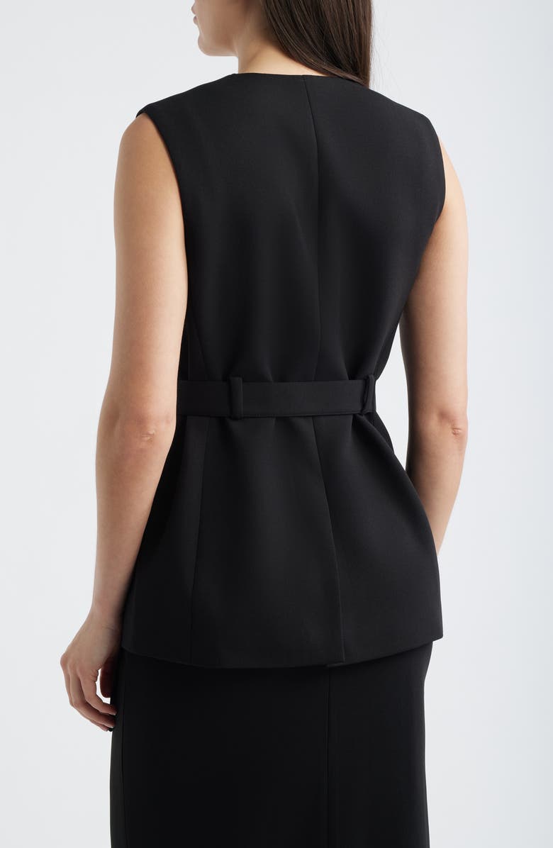 Anne Klein Longline Crepe Wrap Vest, Alternate, color, Anne Black