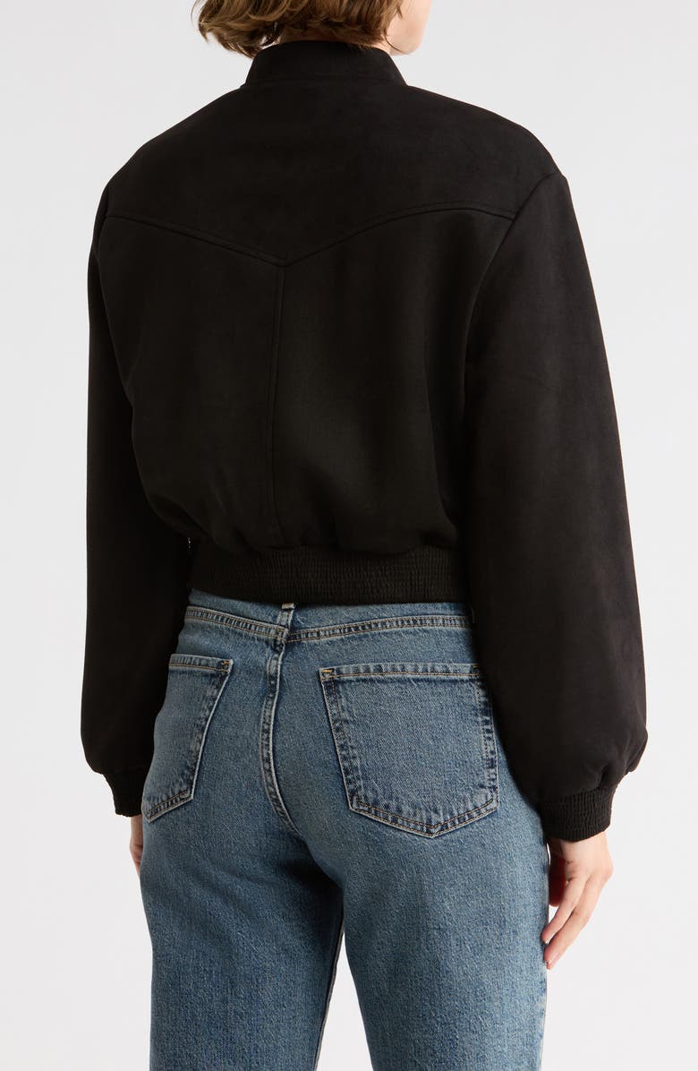 TRUTH Crop Faux Suede Bomber Jacket, Alternate, color, Black