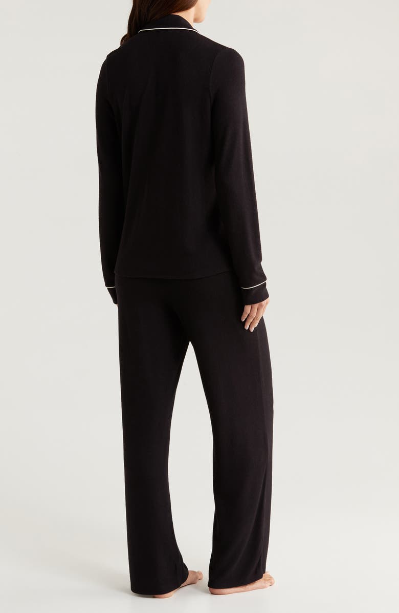 Nordstrom Brushed Hacci Pajamas, Alternate, color, Black