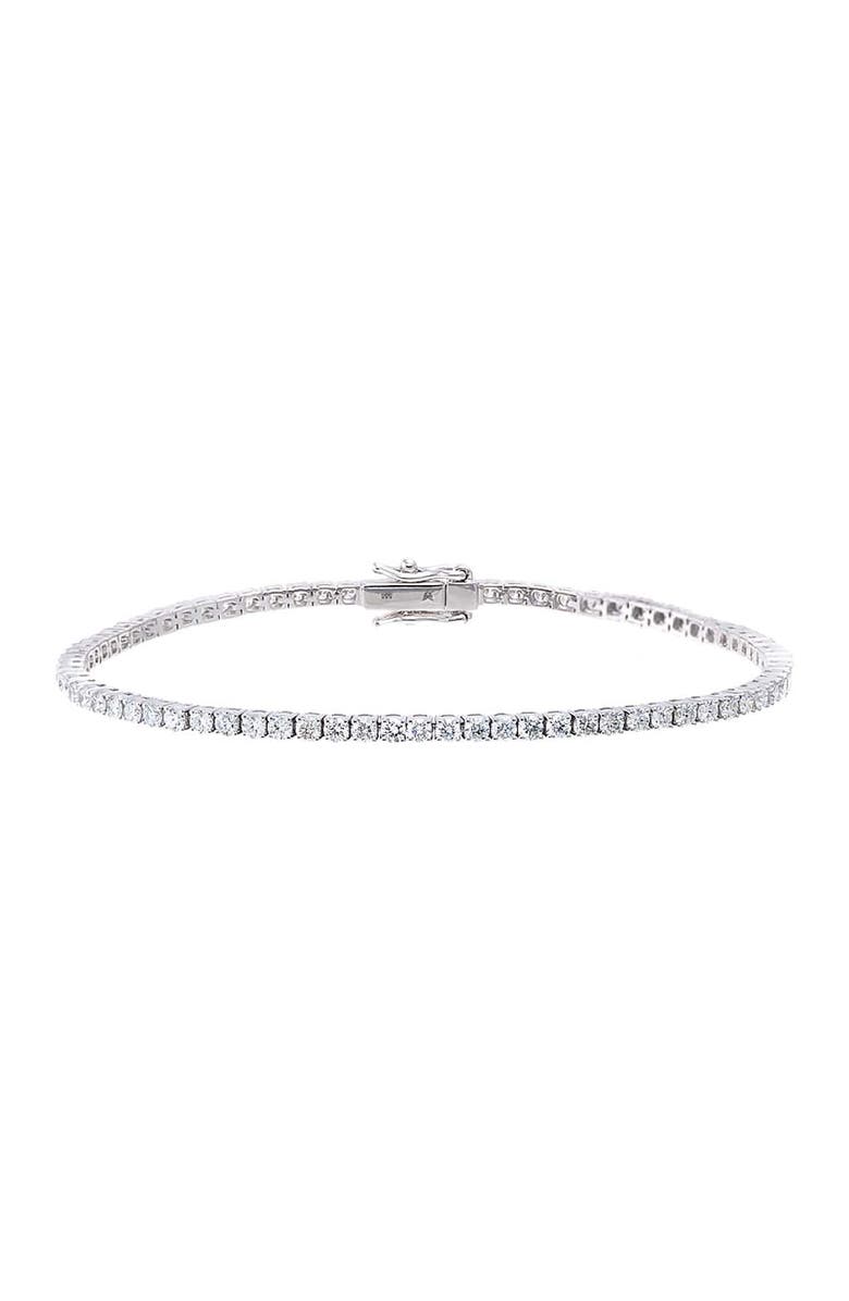 BY ADINA EDEN Lab Grown Diamond Four Prong Tennis Bracelet 14K, Main, color, 14K White Gold - 5 Carat