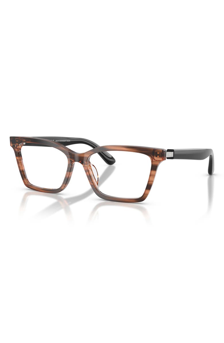 Emporio Armani 52mm Butterfly Optical Glasses, Alternate, color, Striped Brown / Demo Lens