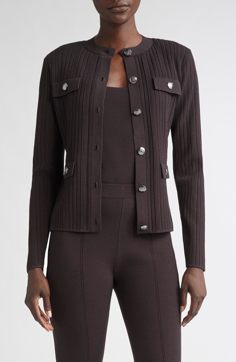 ST. JOHN Libby Robinson Rib Jacket, Main, color, Mocha