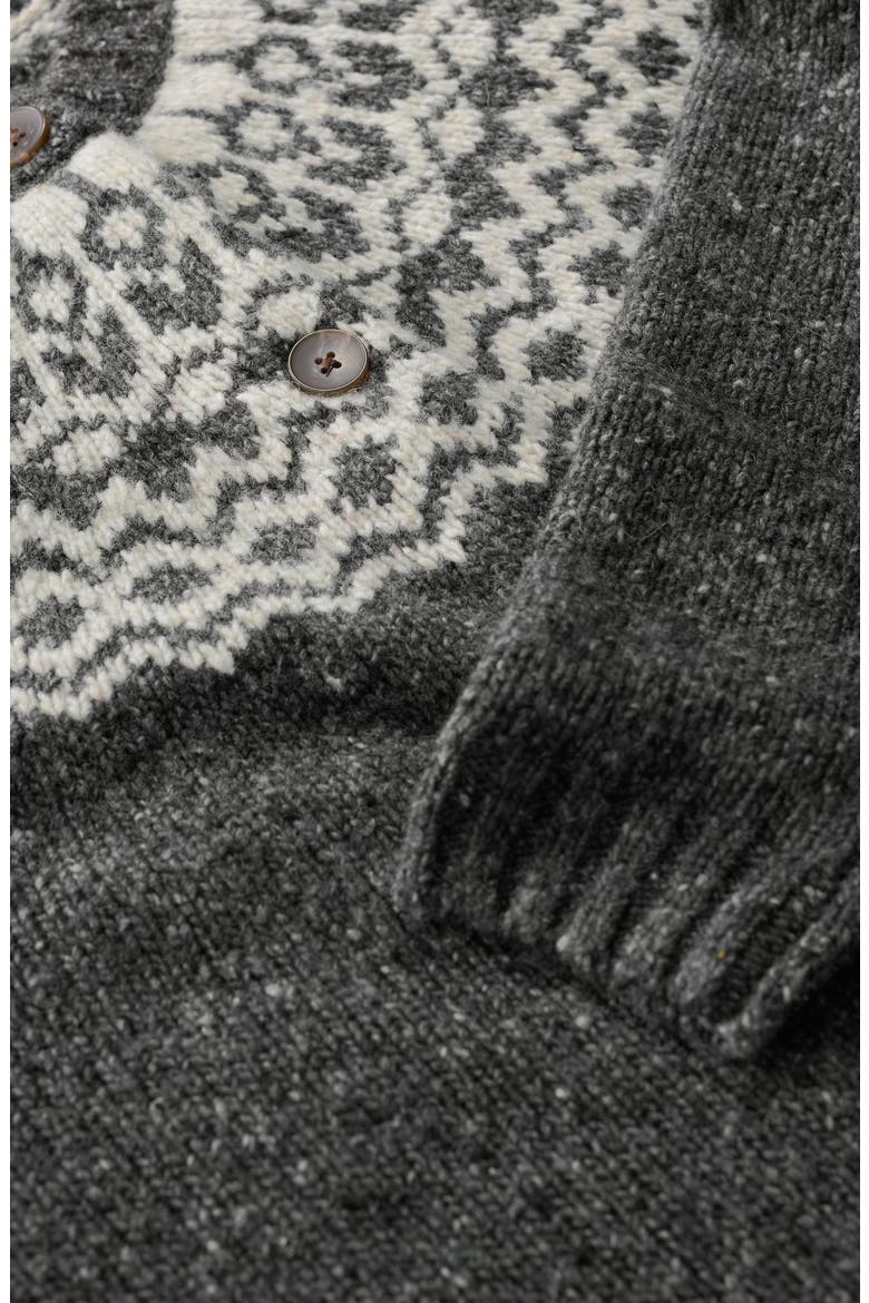 Port Kinnis Fair Isle Merino Wool Blend Cardigan, Alternate, color, KNIT WAG TAIL COAL ARAN