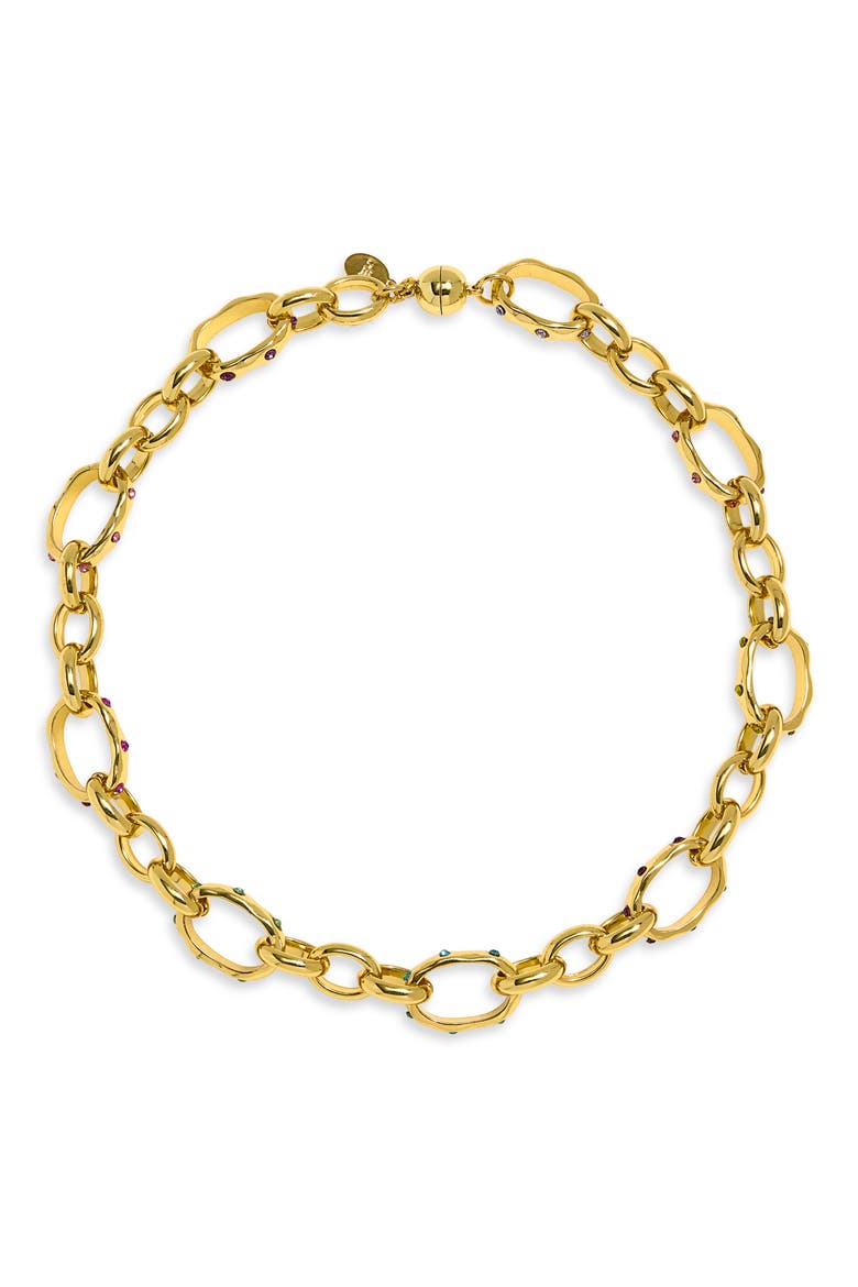 Multicolor Cubic Zirconia Chain Necklace, Main, color, GOLD