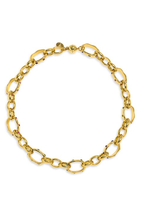 Multicolor Cubic Zirconia Chain Necklace