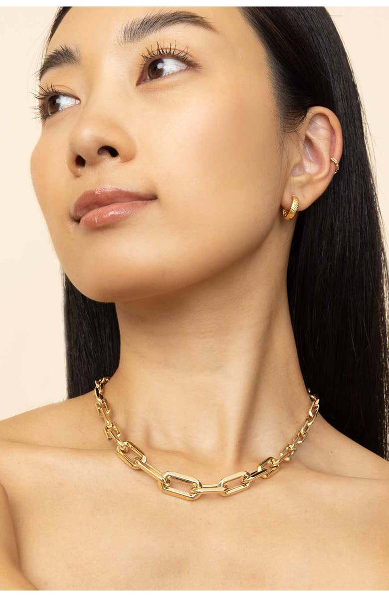 Oradina 14K Yellow Gold Venice Link Ear Cuff, Alternate, color, Yellow Gold