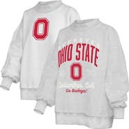 PRESSBOX Women's Pressbox Heather Gray Ohio State Buckeyes Reversible Sweatshirt
