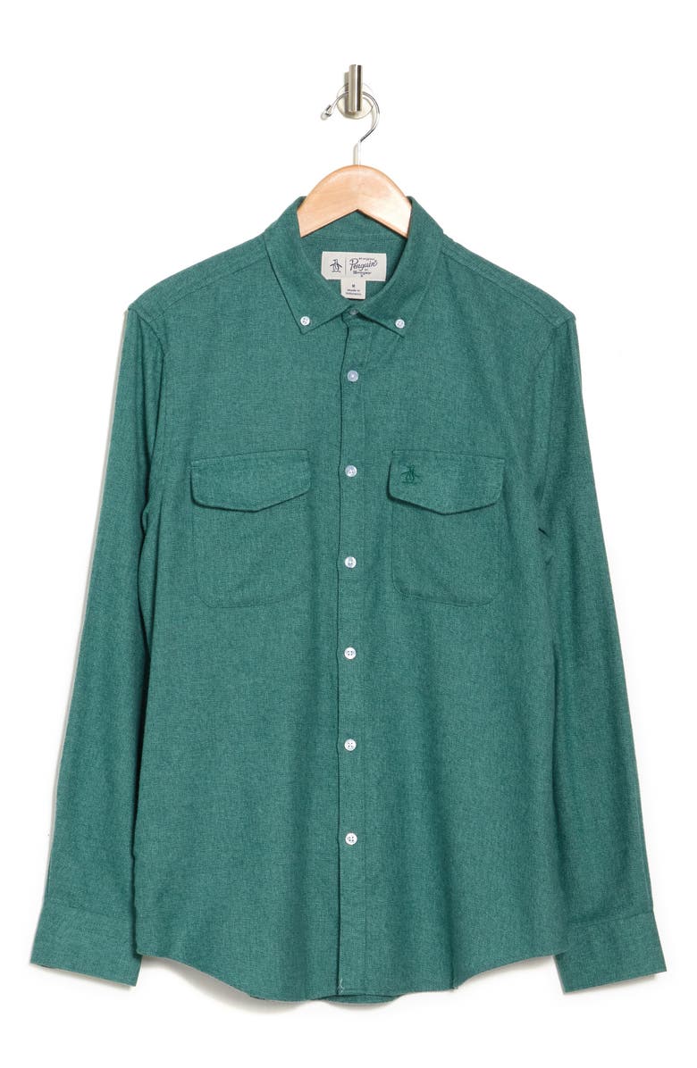 Original Penguin Jasper Chest Flap Pocket Flannel Shirt, Alternate, color, Oil Blue