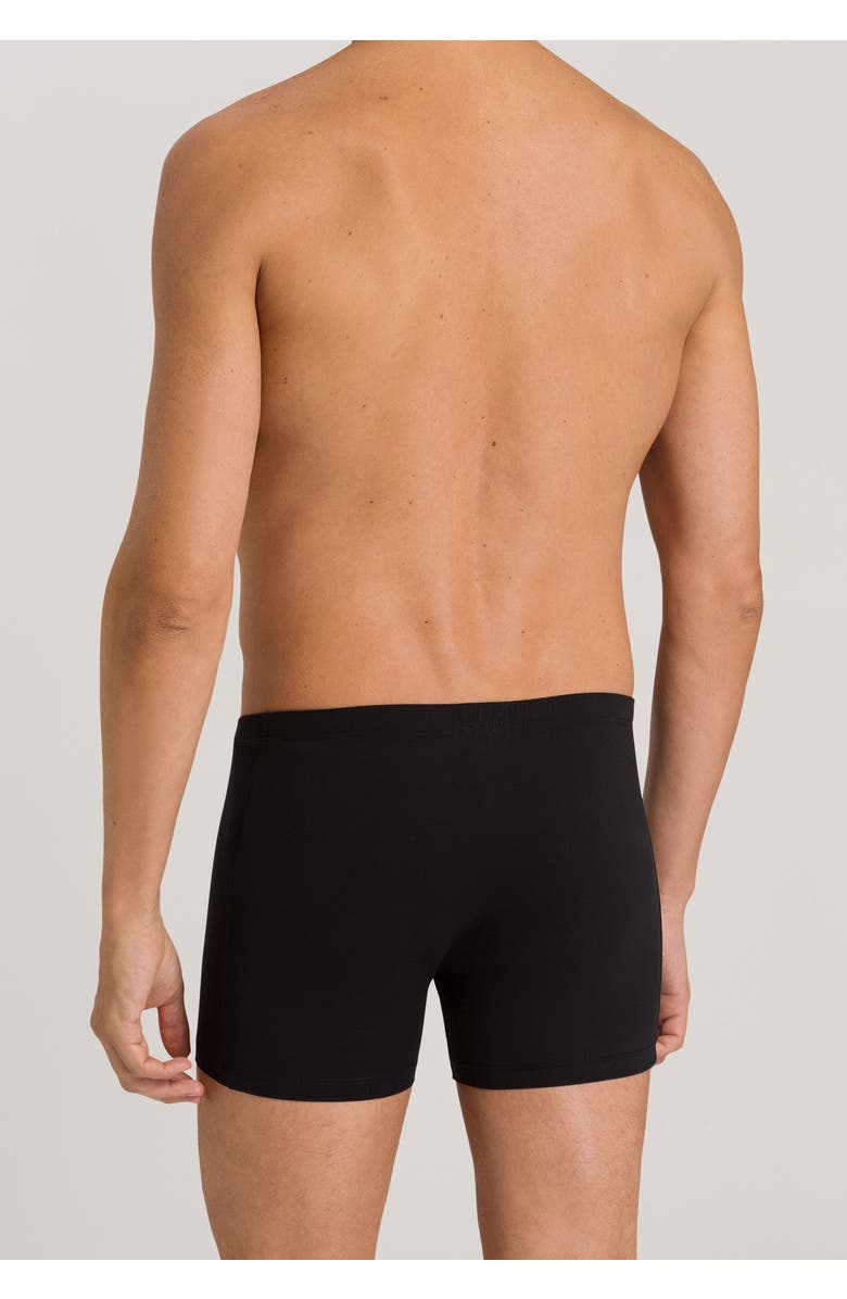 Hanro Cotton Sensation Long Leg Boxer Brief With Fly, Alternate, color, Black