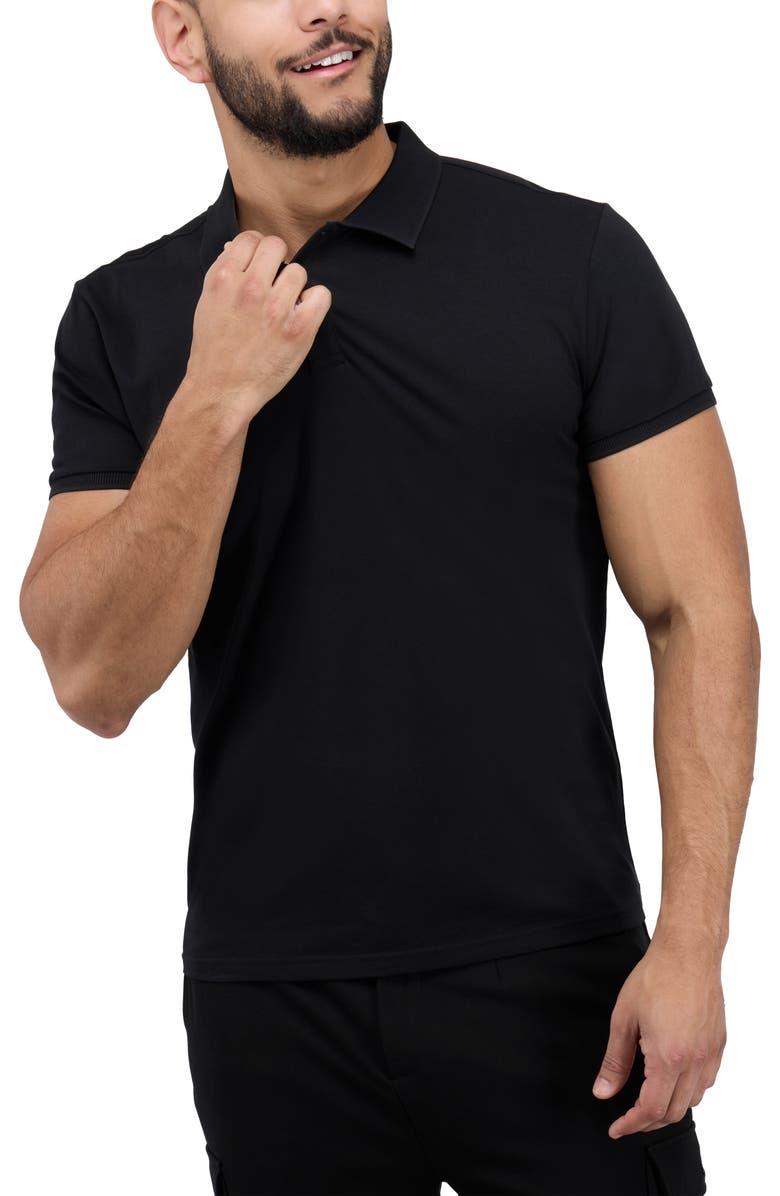XRAY Stretch Cotton Rib Polo, Alternate, color, Black
