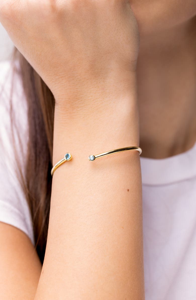 Bony Levy Jewel Embellished 14K Gold Cuff Bracelet, Alternate, color, 14K Yellow Gold Blue Topaz
