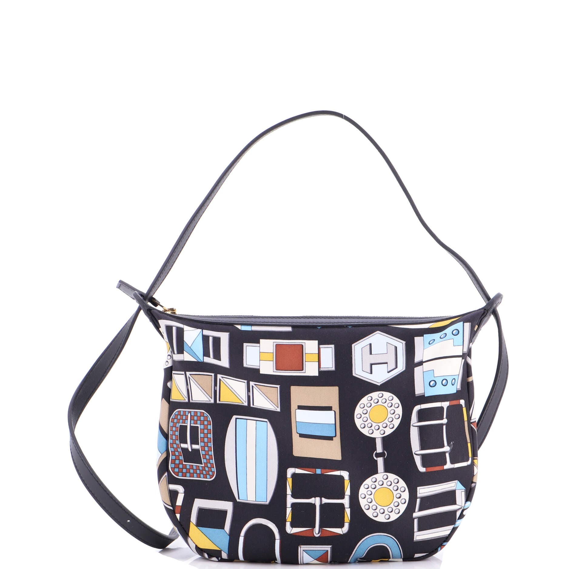 Pre-owned Hermes  Hermes Sursoie To Go Pouch Printed Silk And Leather In Multi