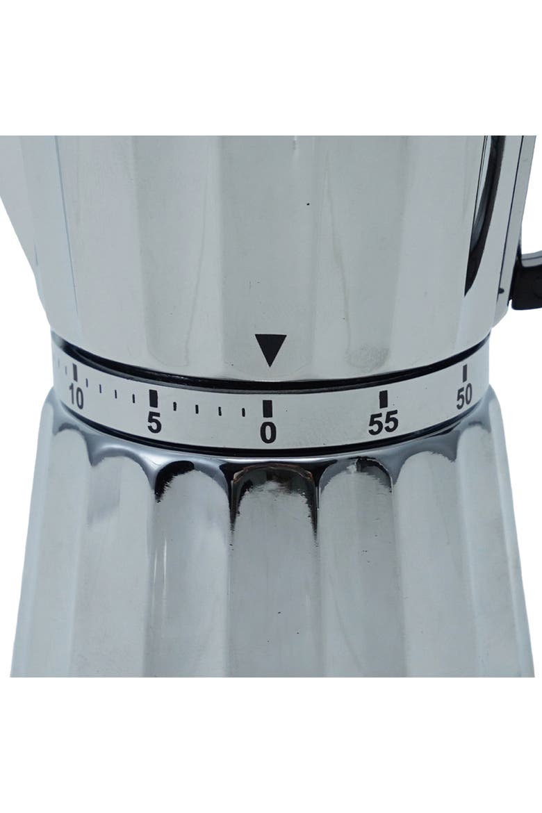 Plastic Moka Pot Shaped 1-Hour Twist Timer, Silver and Black, Alternate, color, Silver