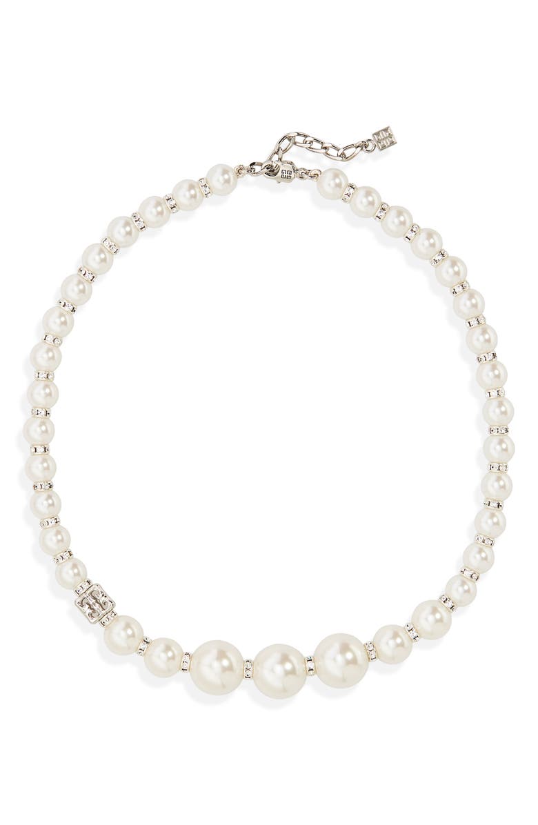 Givenchy Imitation Pearl & Crystal Necklace, Main, color, 