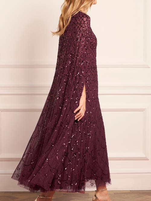 Needle & Thread Heart Lattice Cape Ankle Gown In Multi