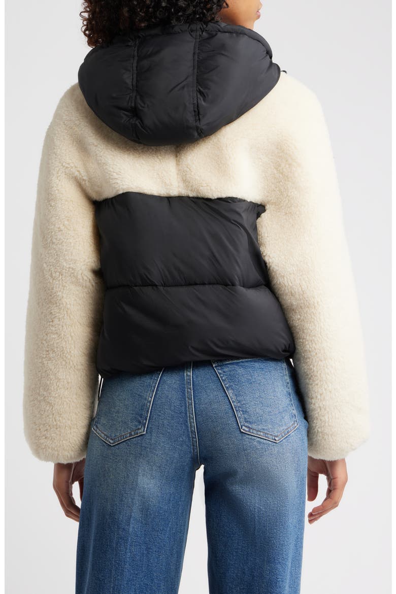 Mykah UGGbraid Puffer Jacket, Alternate, color, BLACK / CREAM