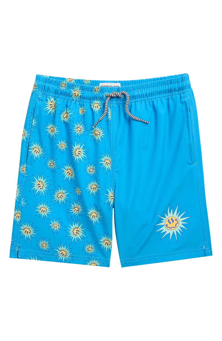 Sovereign Code Kids' Trek Smiley Swim Trunks, Main, color, Blue