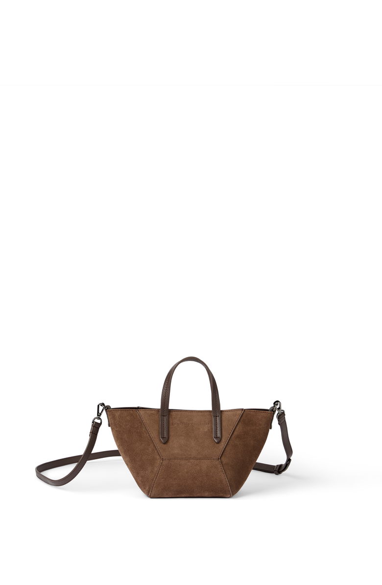 Brunello Cucinelli Suede mini BC Duo bag, Main, color, Bark