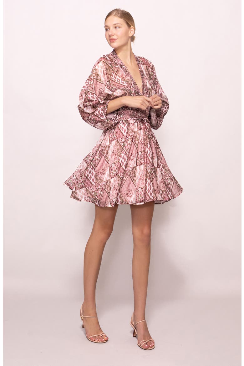 Printed Smocked Dress, Alternate, color, BLUSH SAGE MULTI