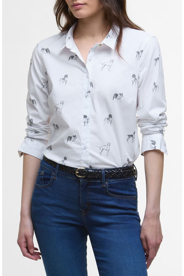 Brambles Dog Print Cotton Button-Up Shirt, Main, color, DOG PRINT