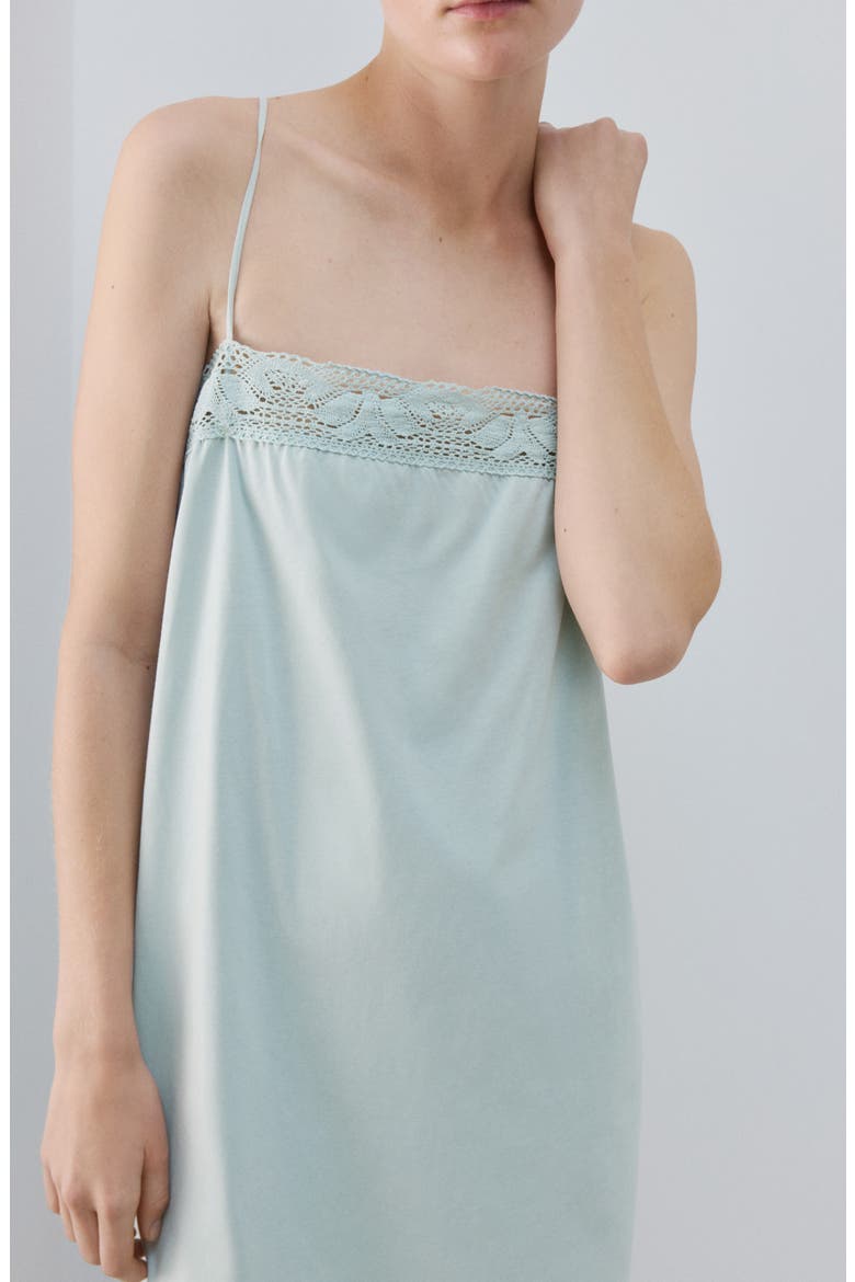 Lace Trim Cotton Nightgown, Alternate, color, MINT GREEN