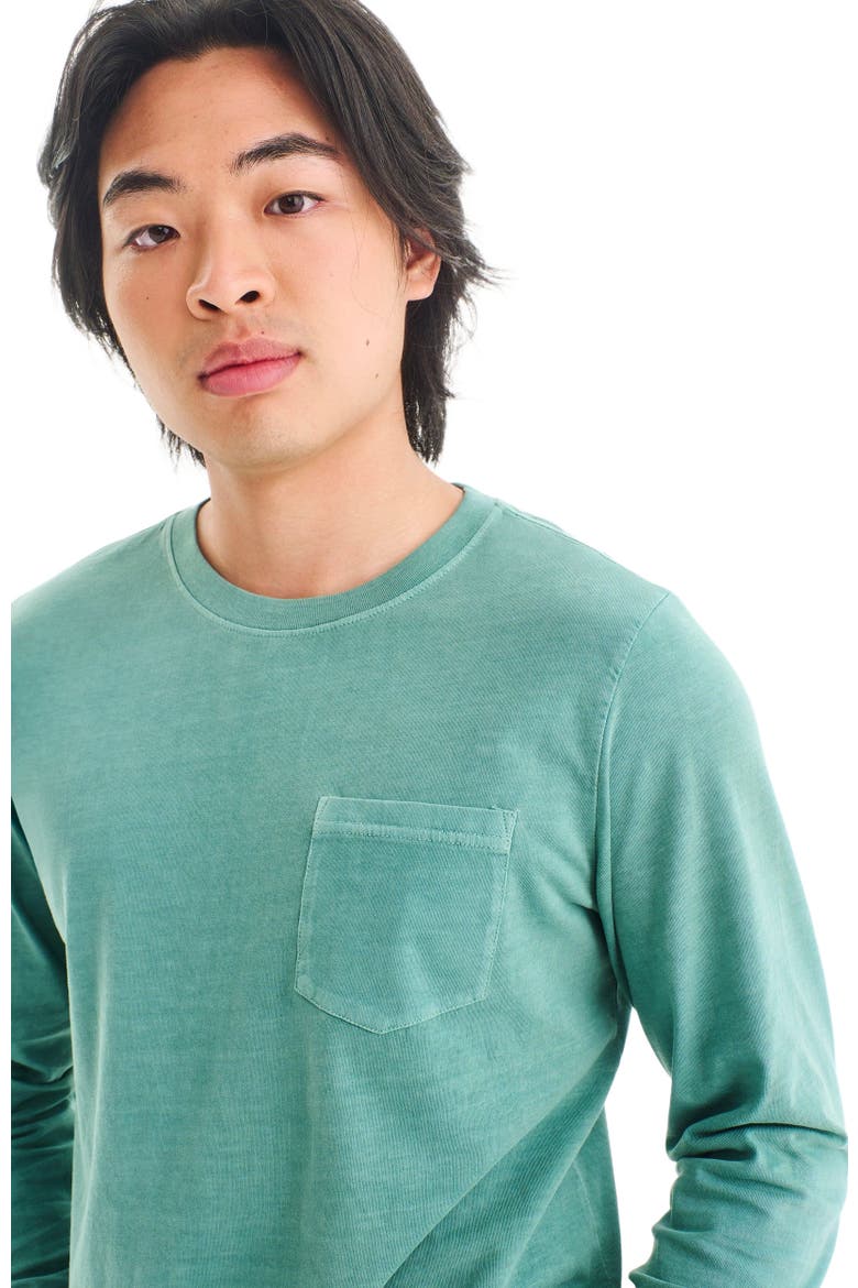 Unisex Fit Long Sleeve Garment Dyed Pocket Tee, Alternate, color, Sunwashed Teal