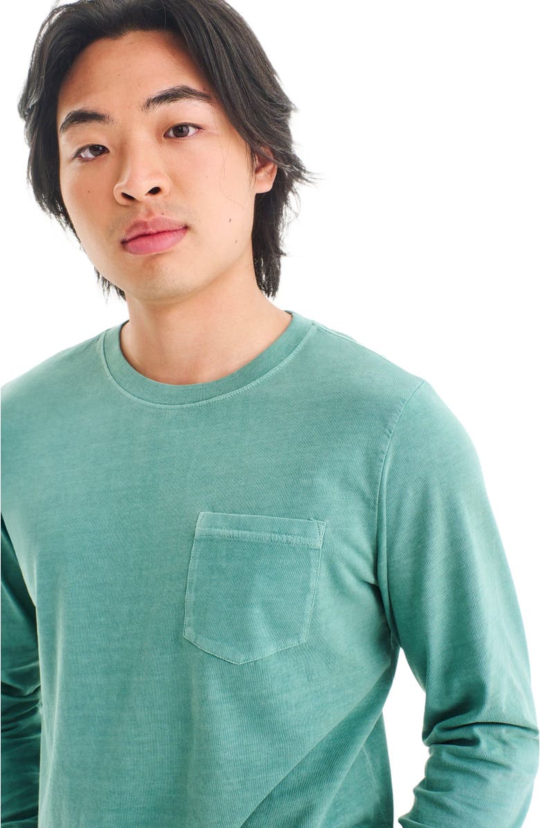 Primary Adult Long Sleeve Garment Dyed Pocket Tee, Alternate, color, Sunwashed Teal