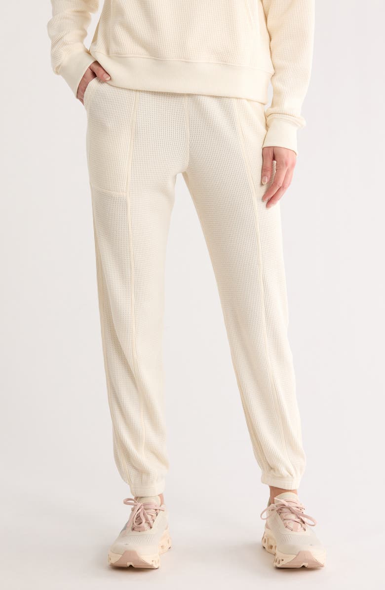 YOGALICIOUS Brushed Waffle Knit Joggers, Main, color, White Dove