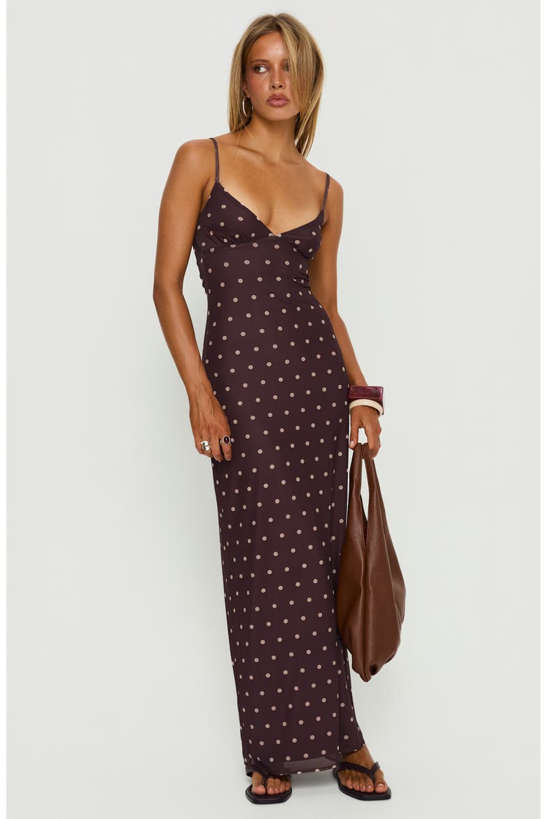 Dot Sleeveless Mesh Maxi Dress, Alternate, color, PLUM / PINK POLKA DOT