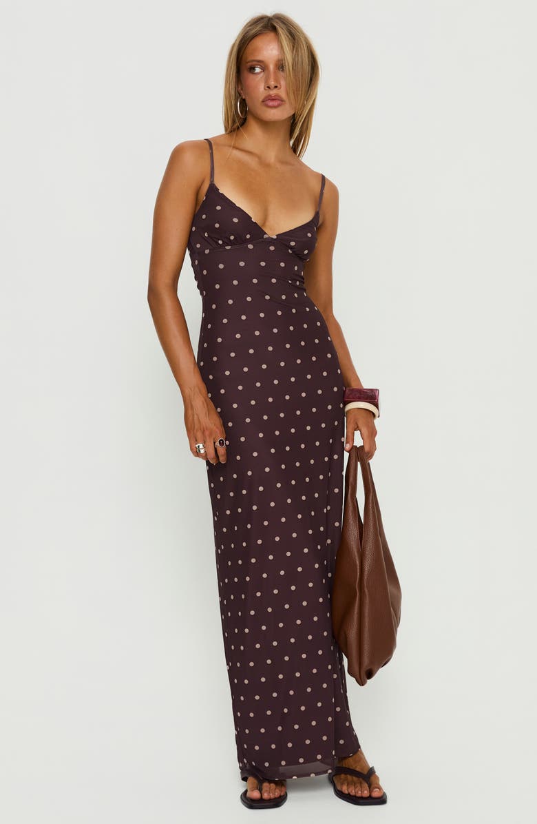 Princess Polly Dot Sleeveless Mesh Maxi Dress, Alternate, color, Plum / Pink Polka Dot
