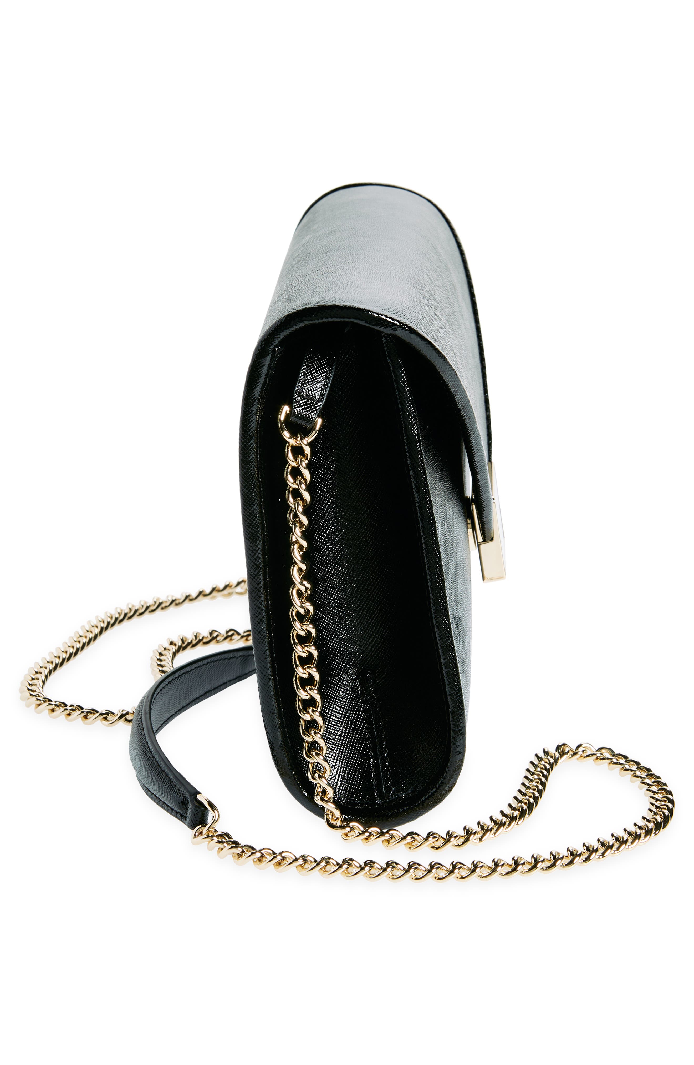 Kate Spade New York anna medium envelope leather convertible clutch, Alternate, color, Black