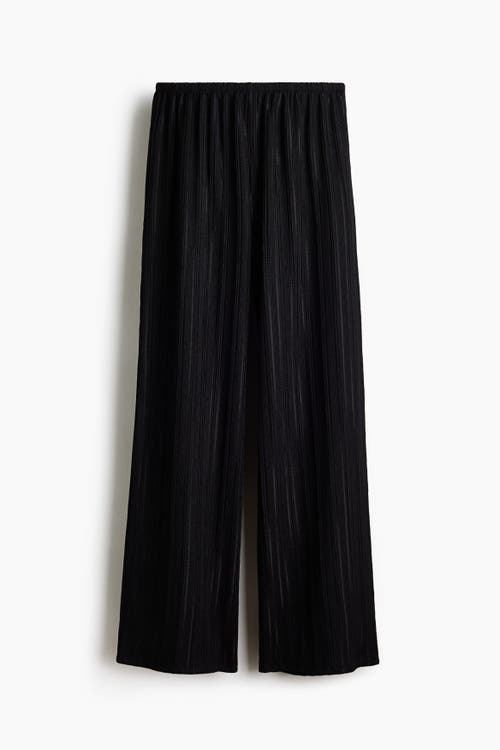 H&M Mama Pointelle-knit Drawstring Trousers in Black at Nordstrom, Size Medium
